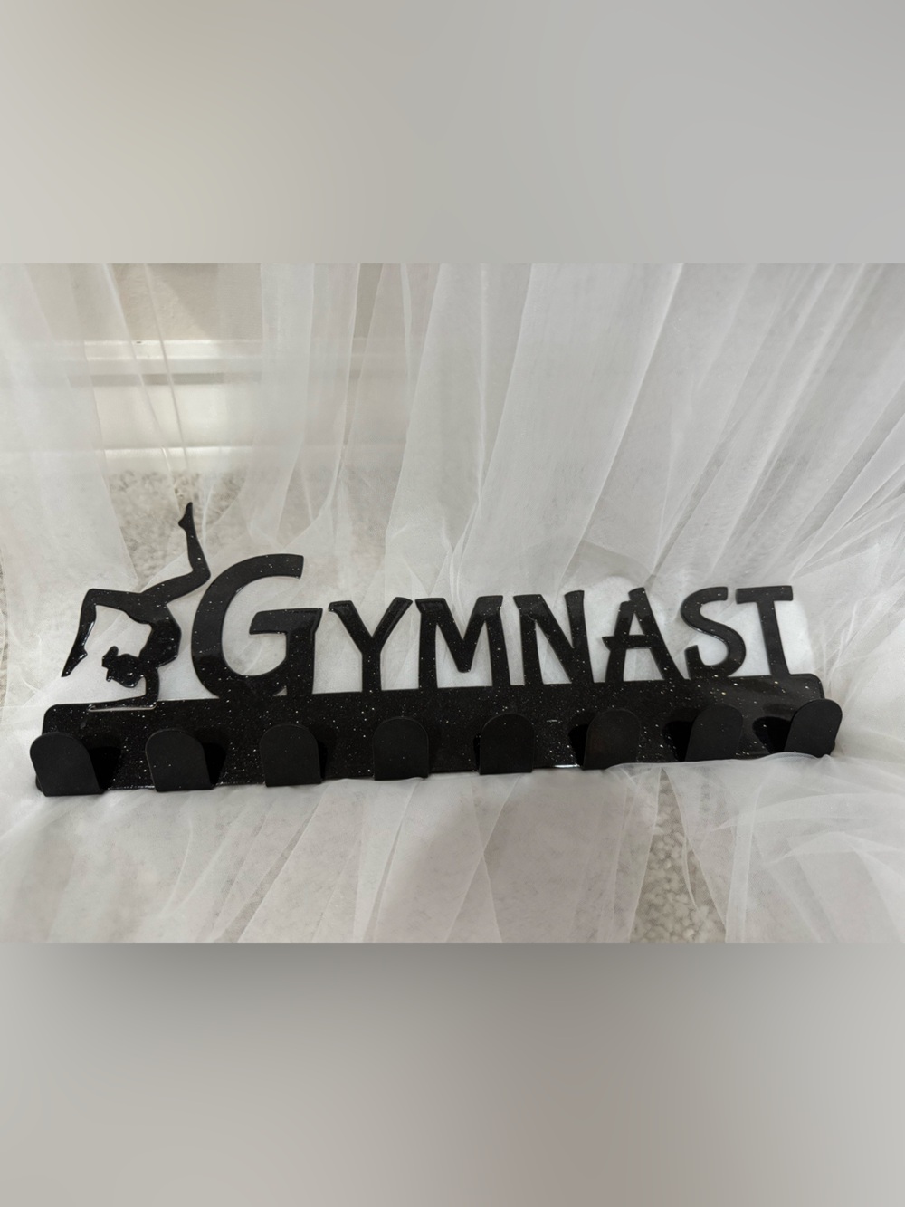 Gymnast Wall Medal Hanger - Black Glitter